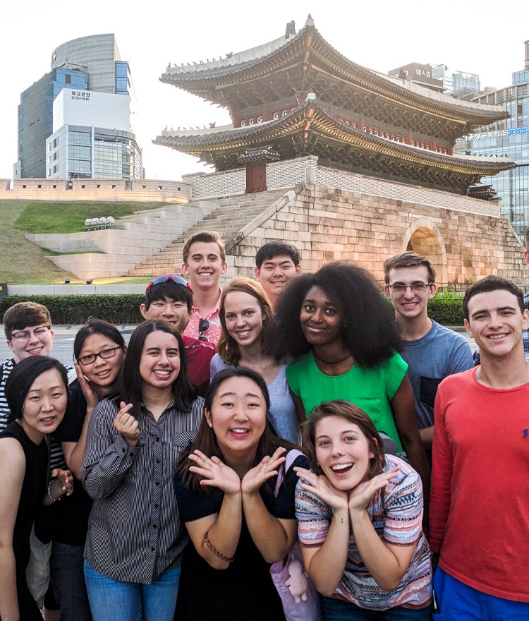 Mercer students pose for a group photo during the 2018 Mercer On Mission trip to South Korea.