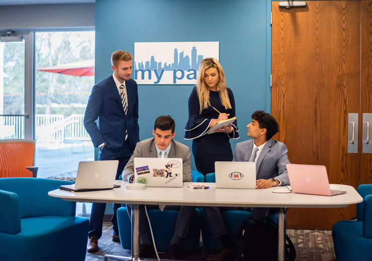 Business students work in the Mercer Innovation Center