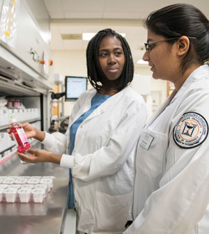 Pharmacy students in lab