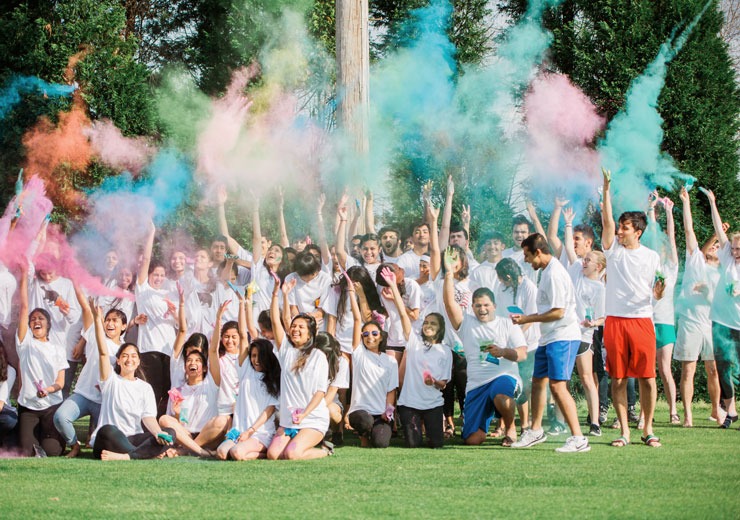 Students celebrate Holi Festival on the Macon campus.