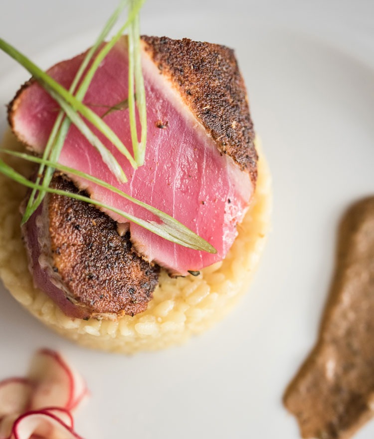 Plated tuna dinner in Savannah