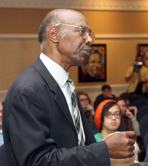 Person in the audience poses a question.