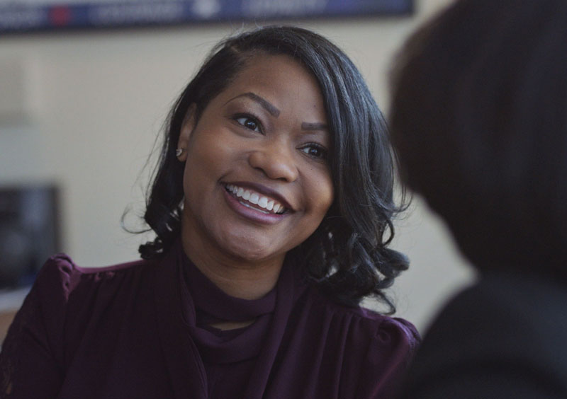 Adult student smiling