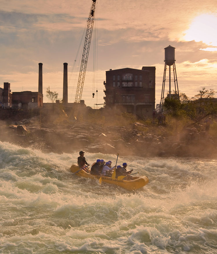 People raft down the Chattahoochee River in Columbus, GA.
