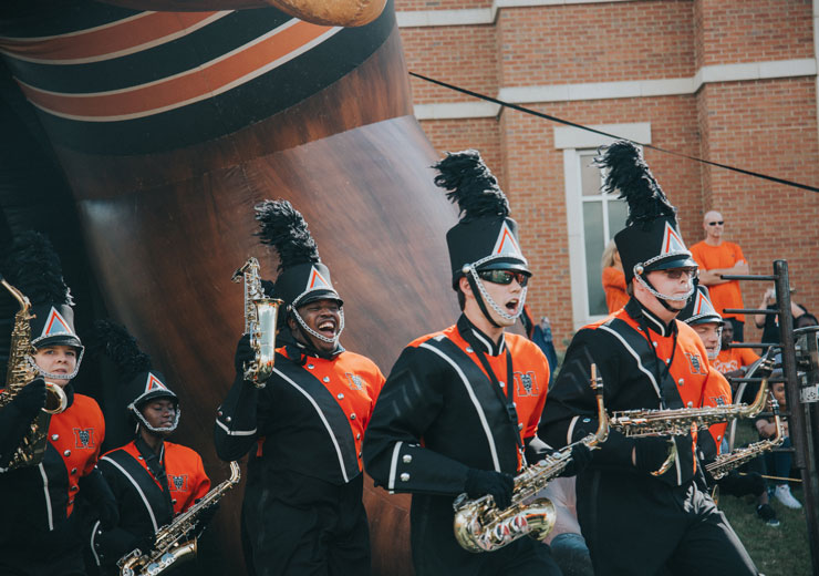 The marching band at a football game