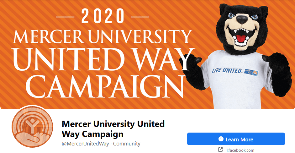 Screenshot of the 2020 Mercer United Way Facebook page