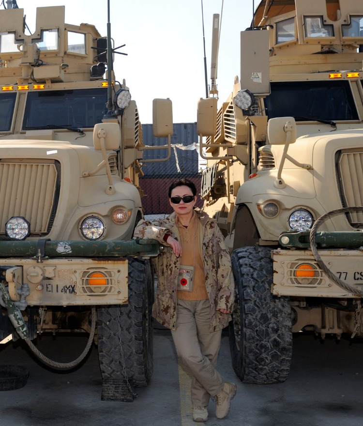 Dr. Ibolja Cernak is shown in Afghanistan in November 2013. She conducted a field study in collaboration with the Canadian Armed Forces assessing emotional and cognitive resilience in military personnel during pre-deployment training, deployment in a war zone and post-deployment.