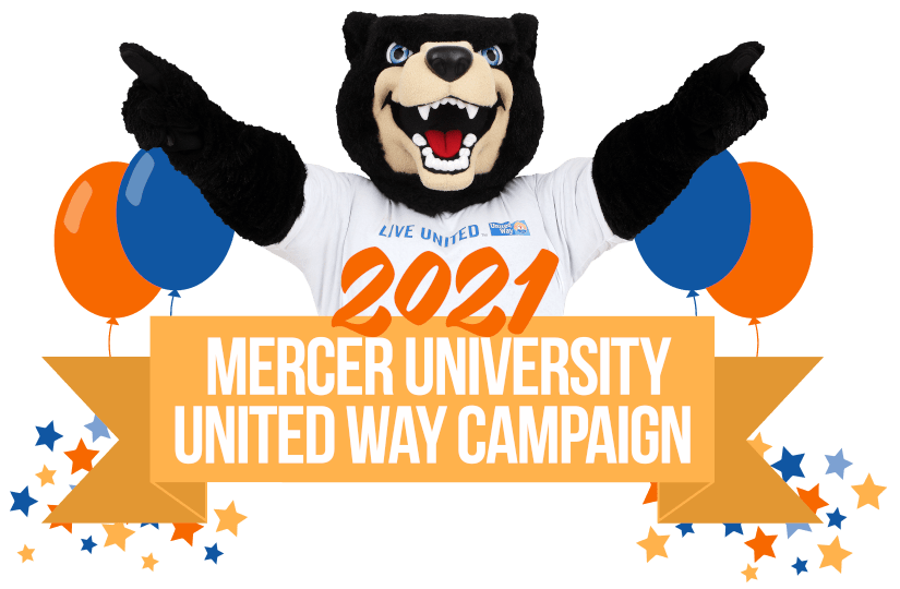 Mercer University United Way Campaign - Toby smiling and pointing up.