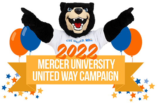 2022 Mercer University United Way Campaign - Toby smiling and pointing up.