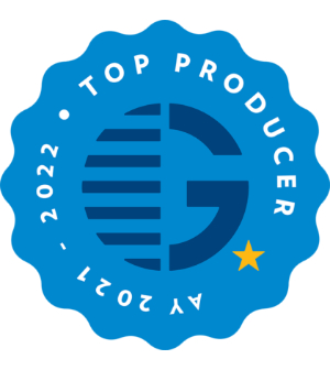 blue badge features a G and says Top Producer, AY 2021-2022