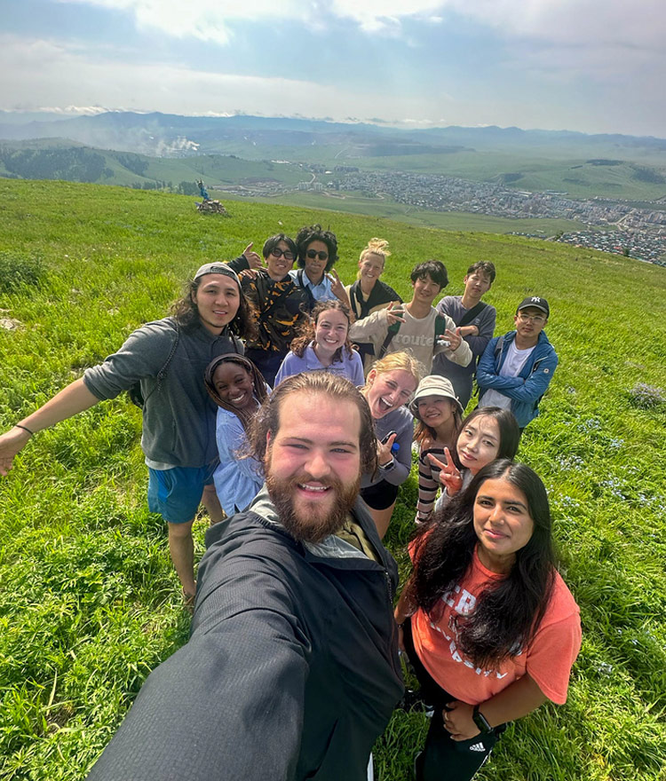 A group of students pose for the camera