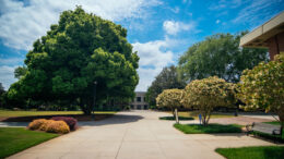 A walkway on Mercer's Atlanta campus