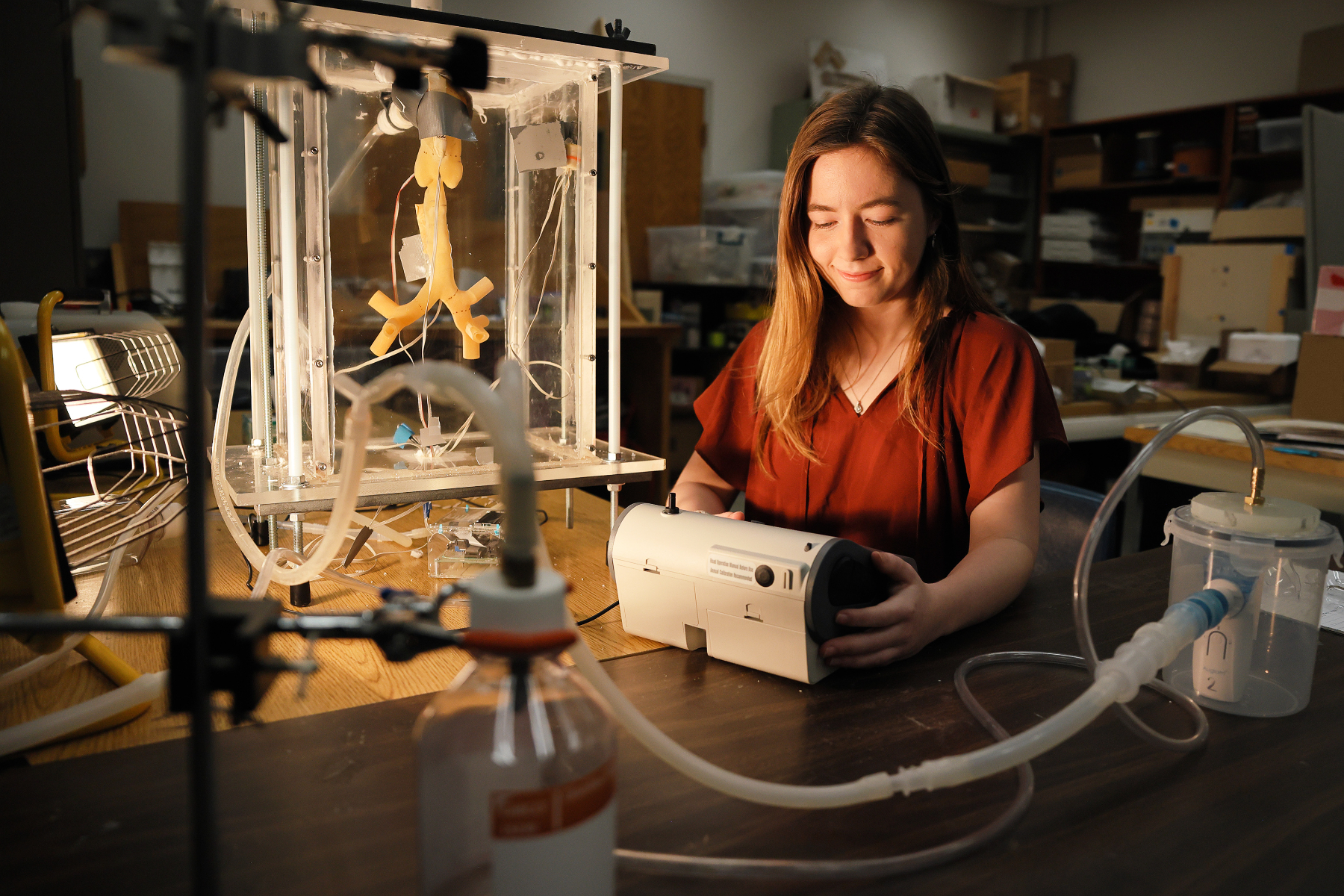 a student works in a lab