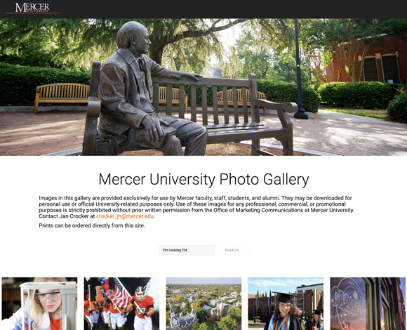 Screenshot of Mercer's photo gallery