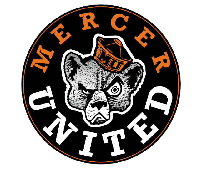 The logo of Mercer Unted. It is a black circle with the 